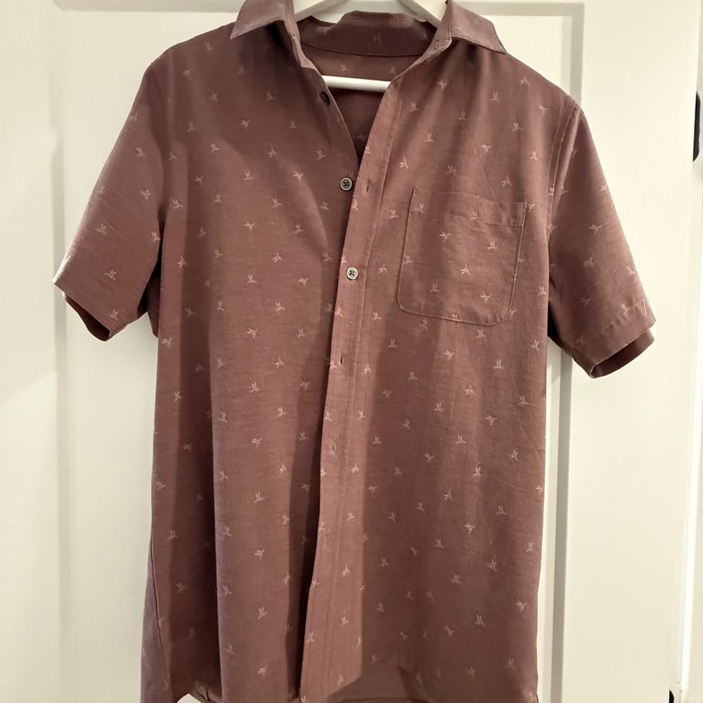 Vuori Men's Casual Button Down Shirt in Mauve